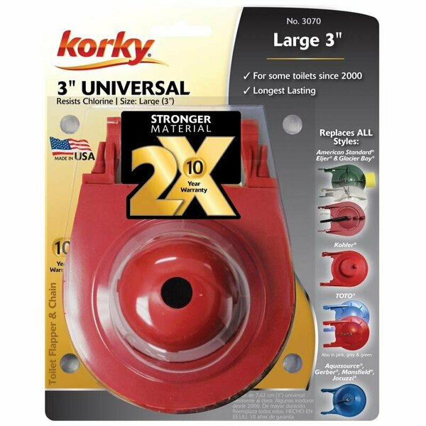 Korky Toilet Flapper Red Rubber For Universal 3070BP